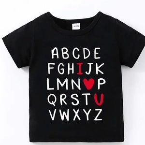 🌹I Love U" Alphabets Print T-shirt. NWOT